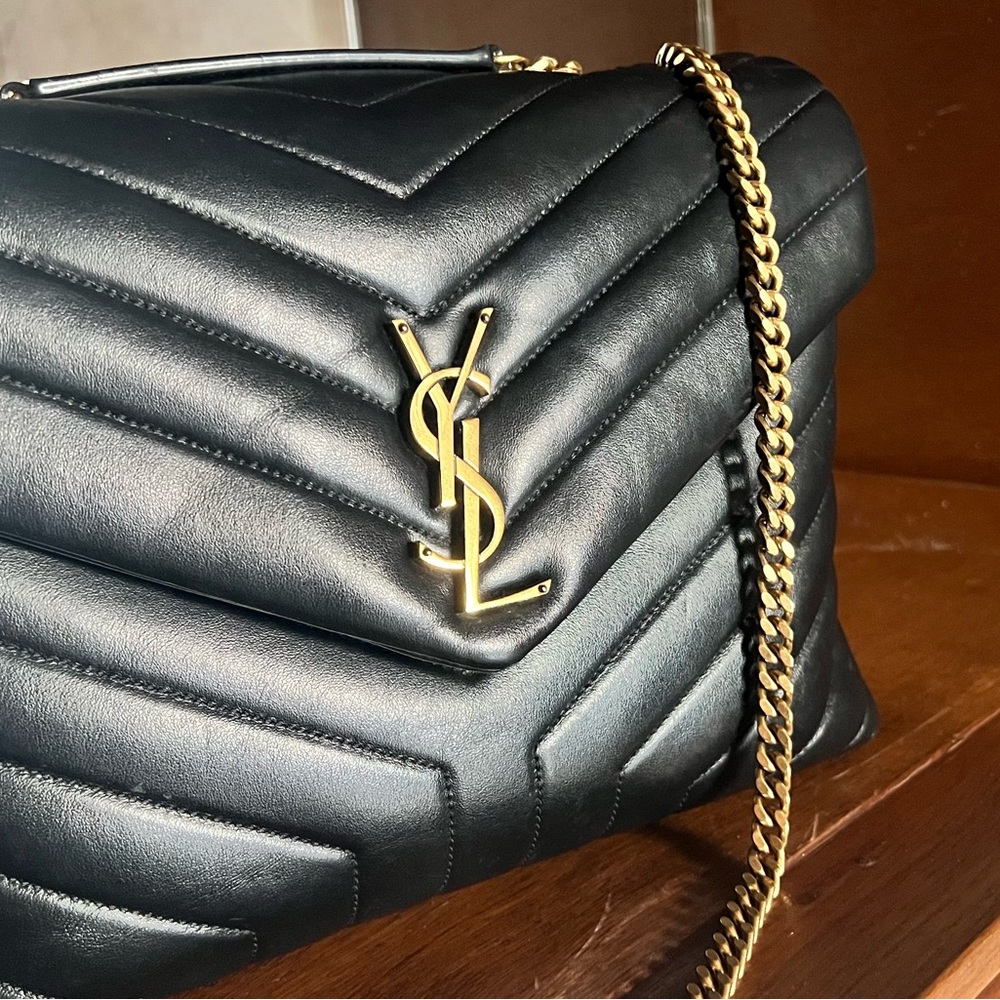 YSL BLACK LOULOU MEDIUM IN QUILTED LEATHER - Picture 7 of 9